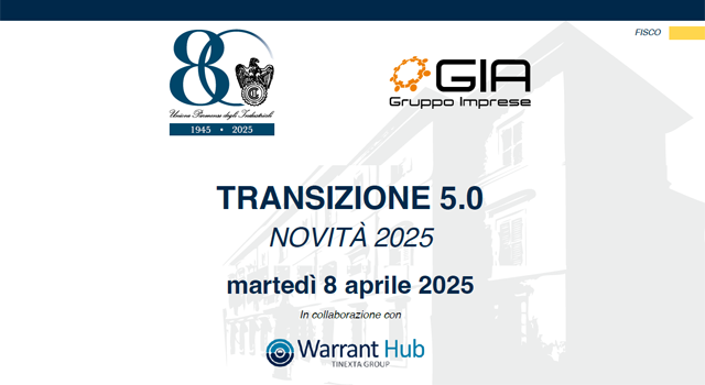 Webinar ''Transizione 5.0. Novit 2025'' - 8 aprile 2025